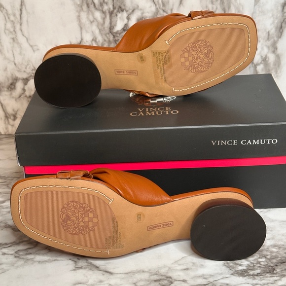 Vince Camuto Tan Leather Mules with Braided Detail - Picture 5 of 5